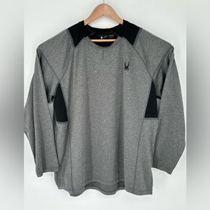 Spyder Active Shirt Mens Sz XL Gray Long Sleeve Moisture Wicking Stretch Pro R7
